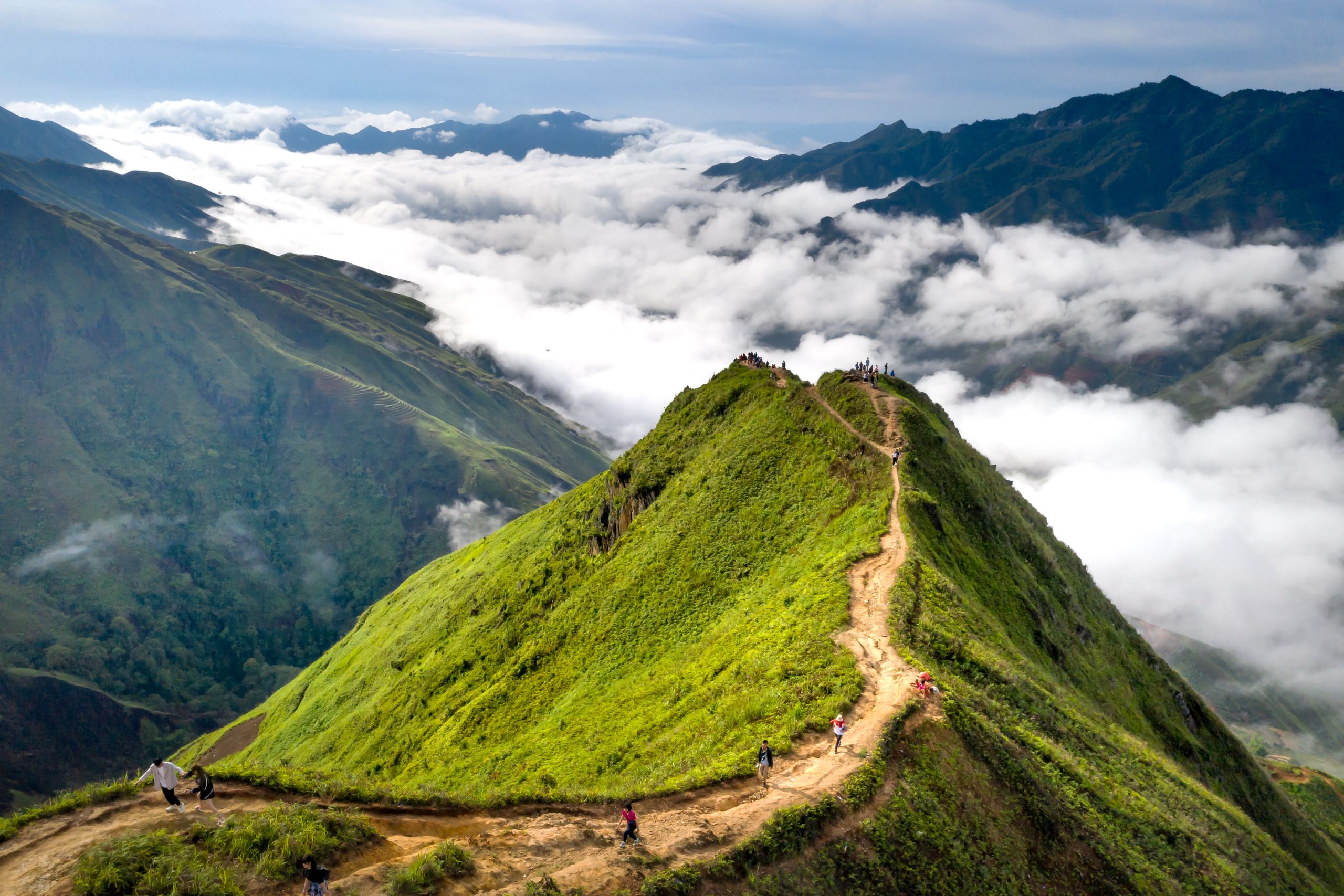 Mountain path at sunrise